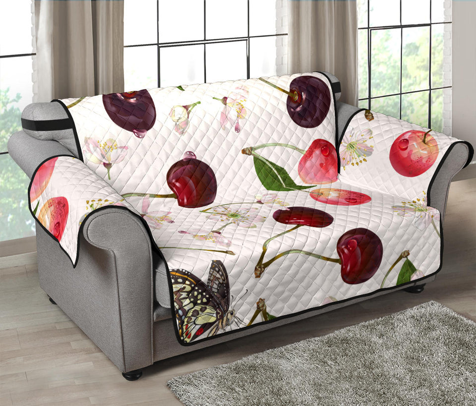 Cherry Flower Butterfly Pattern Loveseat Couch Cover Protector