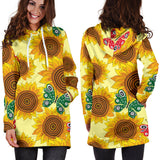 Sunflower Butterfly Pattern Women Hoodie Dress