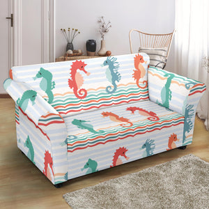 Seahorse Pattern Theme Loveseat Couch Slipcover