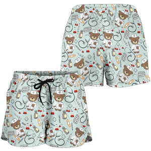 Teddy Bear Pattern Print Design 02 Women Shorts