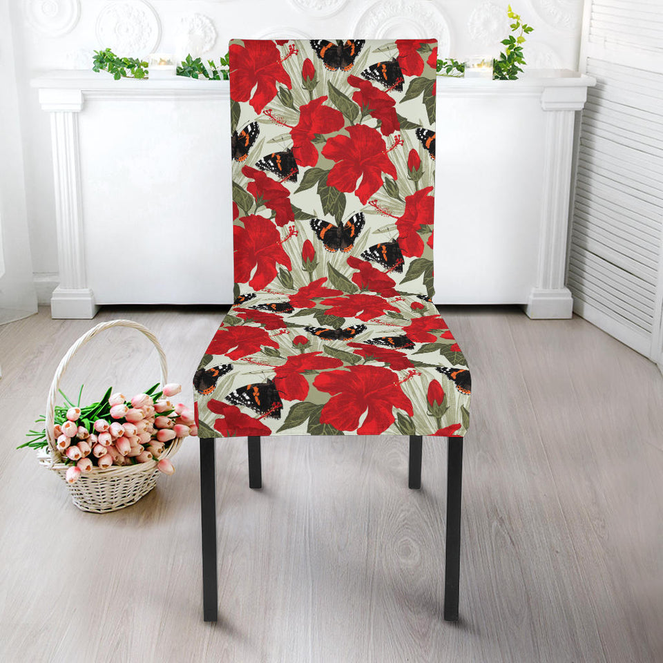 Hibiscus Pattern Print Design 04 Dining Chair Slipcover