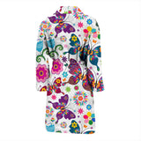 Colorful Butterfly Flower Pattern Men Bathrobe