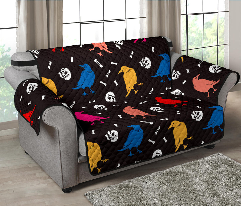 Colorful Crow Pattern Loveseat Couch Cover Protector