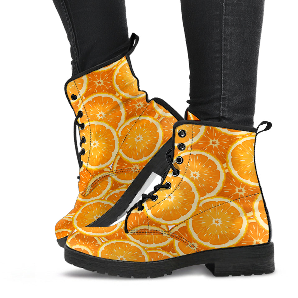Sliced Orange Pattern Leather Boots
