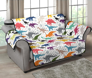 Colorful Dinosaur Pattern Loveseat Couch Cover Protector