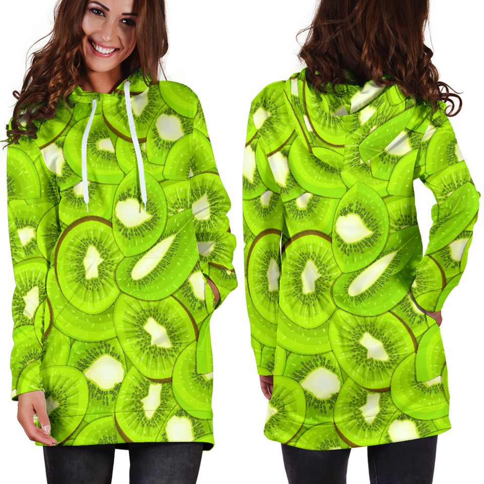 Sliced Kiwi Pattern Women Hoodie Dress