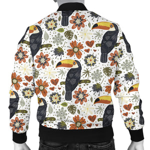 Toucan Flower Pattern Men Bomber Jacket