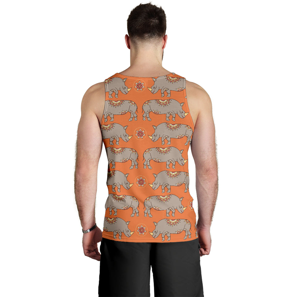 Rhino Pattern Theme Men Tank Top