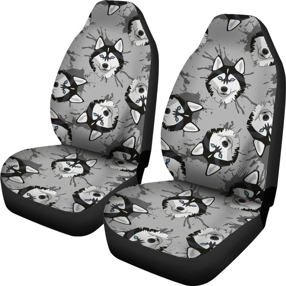 Siberian Husky Pattern Theme Universal Fit Car Seat Covers