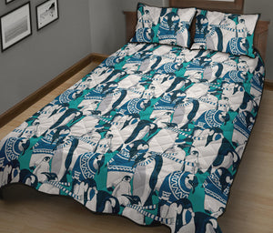 Penguin Pattern Quilt Bed Set