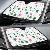 Pink Lotus Waterlily Flower Pattern Car Sun Shade