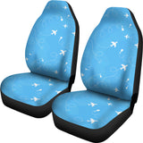 Airplane Pattern Blue Background Universal Fit Car Seat Covers
