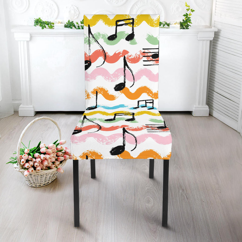 Music Notes Pattern Print Design 01 Dining Chair Slipcover
