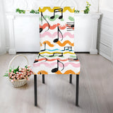Music Notes Pattern Print Design 01 Dining Chair Slipcover