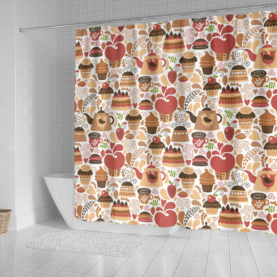 Hand Drawn Cake Pattern Shower Curtain Fulfilled In US