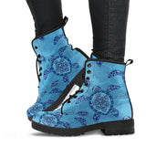 Sea Turtle Blue Tribal Pattern Leather Boots