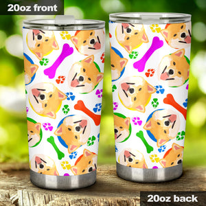 Shiba Inu Paw Bone Pattern Tumbler