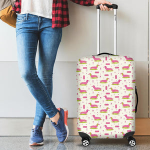 Pink Dachshund Pattern Cabin Suitcases Luggages