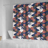 Swan Rose Pattern Shower Curtain Fulfilled In US