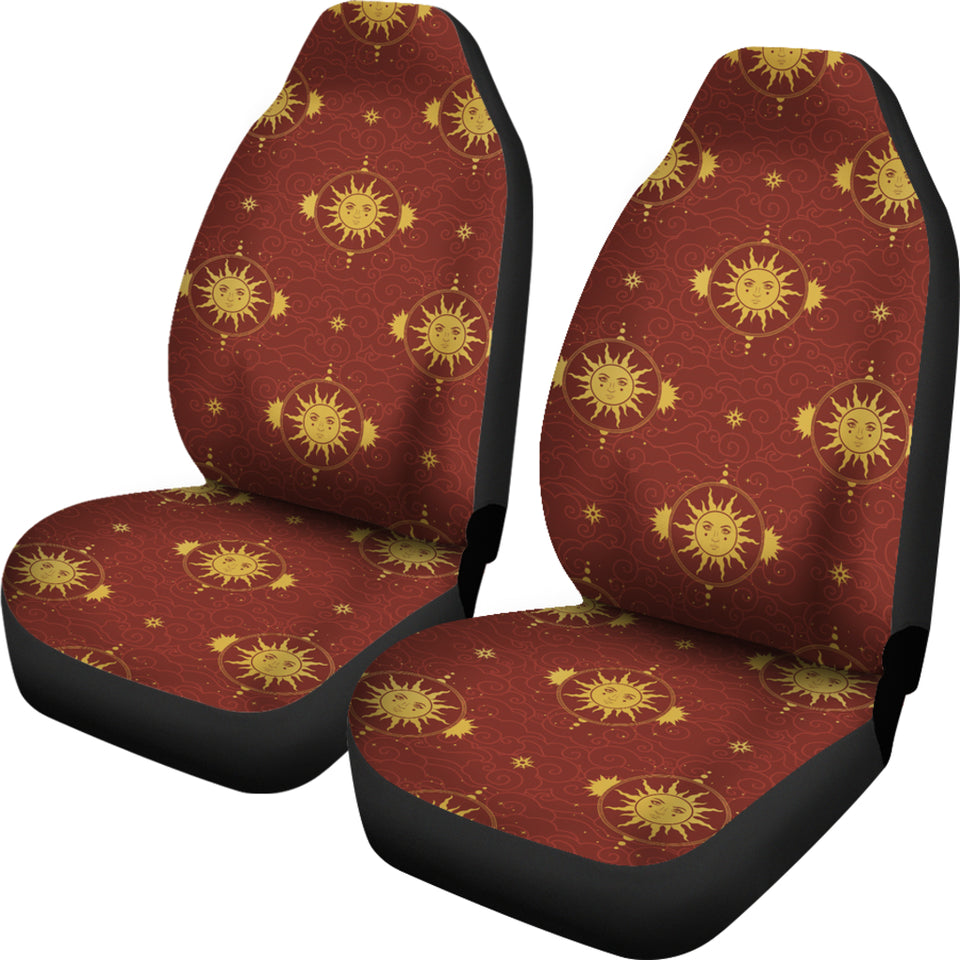 Sun Pattern Red Background Universal Fit Car Seat Covers