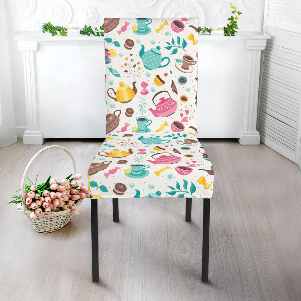 Tea pots Pattern Print Design 05 Dining Chair Slipcover