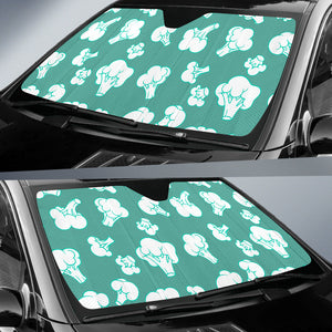 Broccoli Pattern Green background Car Sun Shade