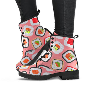 Sushi Roll Pattern Leather Boots