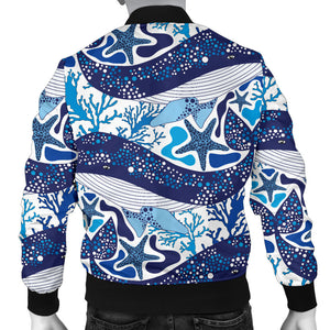 Whale Starfish Pattern Men Bomber Jacket