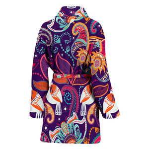 Indian Pattern Background Women Bathrobe