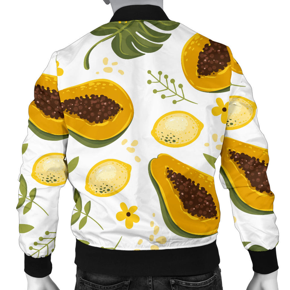 Papaya Leaves Flower Pattern Men Bomber Jacket