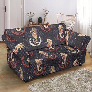 Seahorse Pattern Loveseat Couch Slipcover