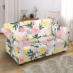 Swan Flower Pattern Loveseat Couch Slipcover