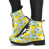 Lemon Pattern Stripe Background Leather Boots