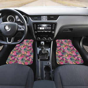 Hibiscus Pattern Print Design 03 Front and Back Car Mats