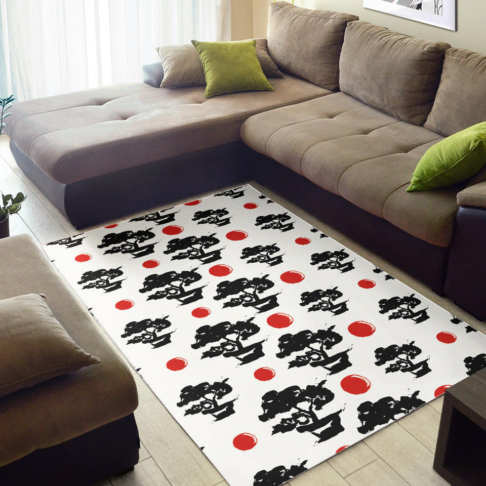 Black Bonsai Pattern Area Rug