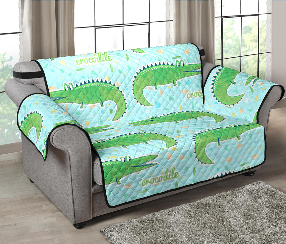 Crocodile Pattern Blue background Loveseat Couch Cover Protector