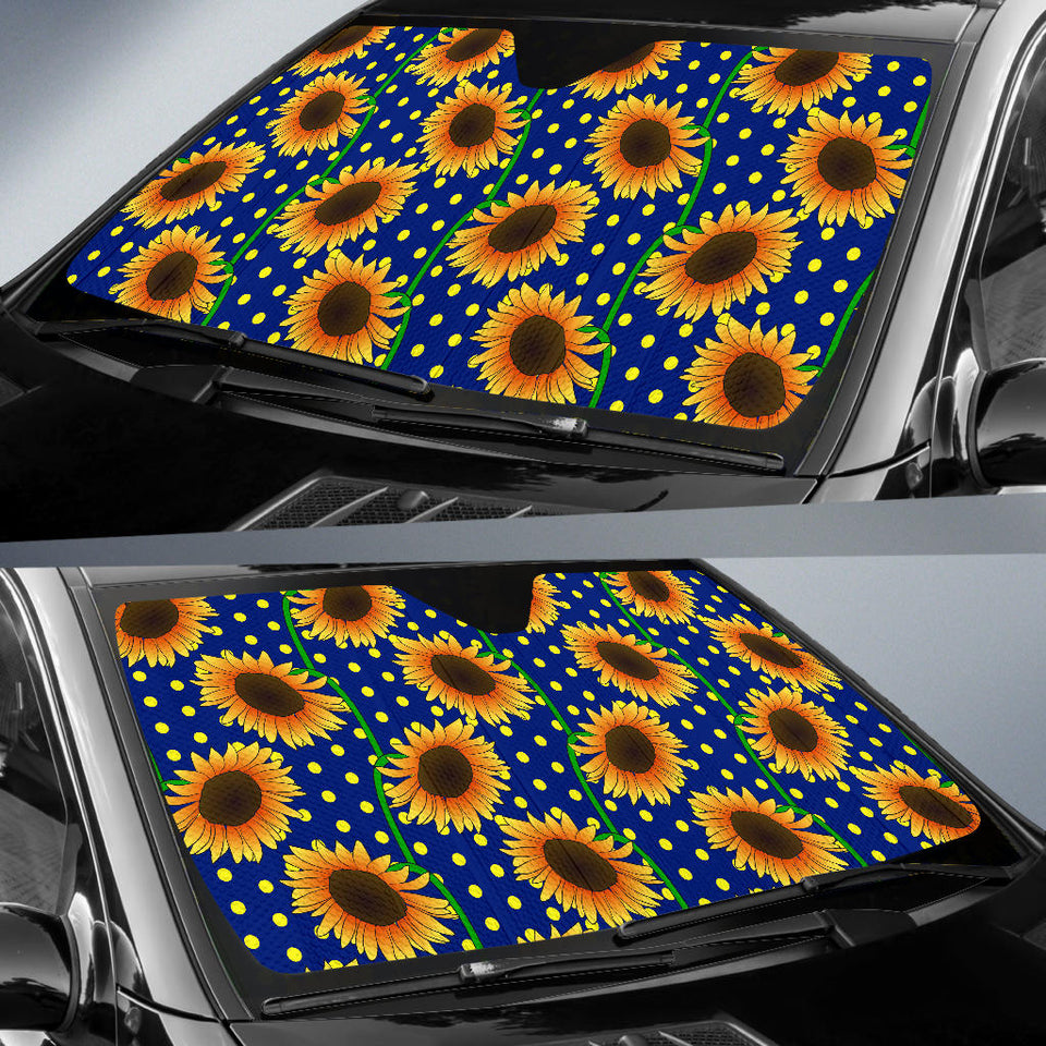 Sunflower Pokka Dot Pattern Car Sun Shade