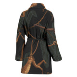 Monkey Pattern Black Background Women Bathrobe