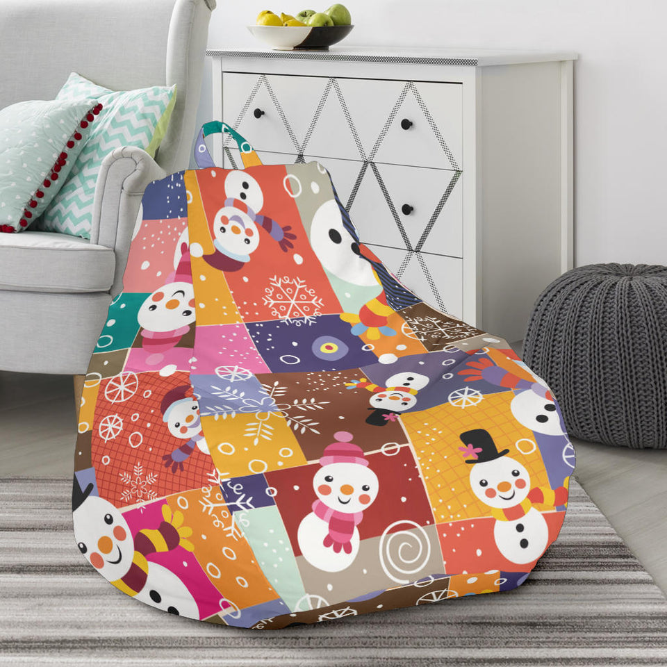 Snowman Colorful Theme Pattern Bean Bag Cover