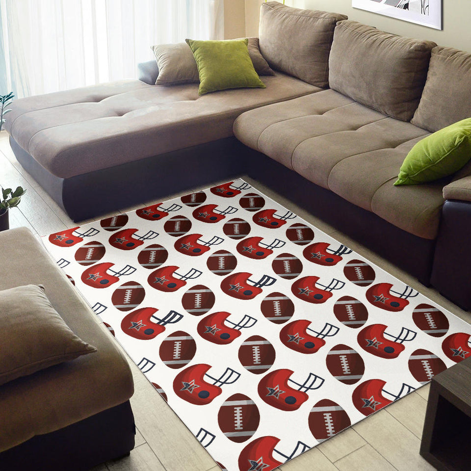 American Football Ball Red Helmet Pattern Area Rug