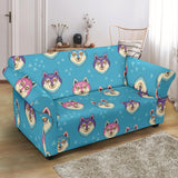 Siberian Husky Head Pattern Loveseat Couch Slipcover