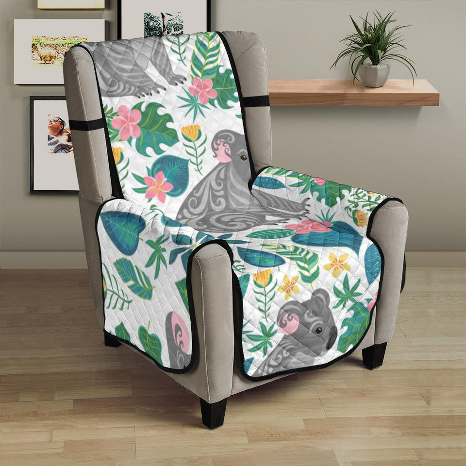 Koala Leaves Pattern Chair Cover Protector