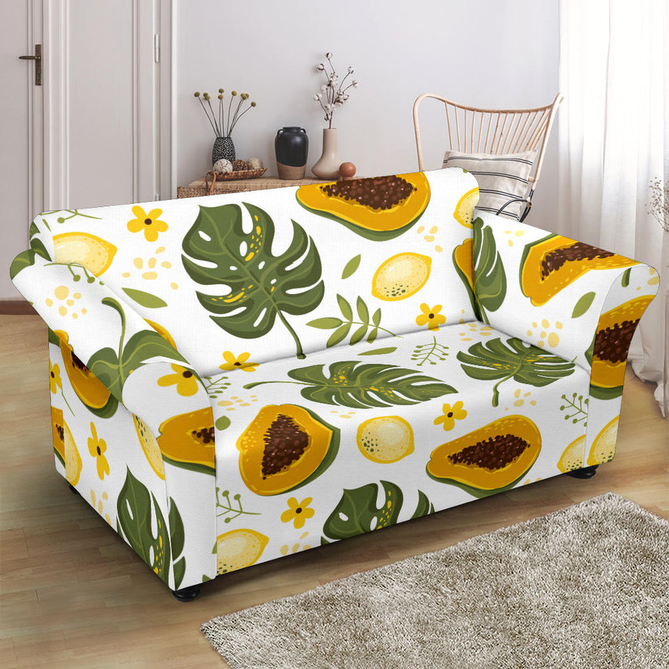 Papaya Leaves Flower Pattern Loveseat Couch Slipcover