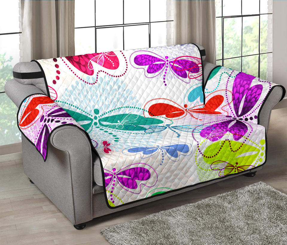 Colorful Dragonfly Pattern Loveseat Couch Cover Protector