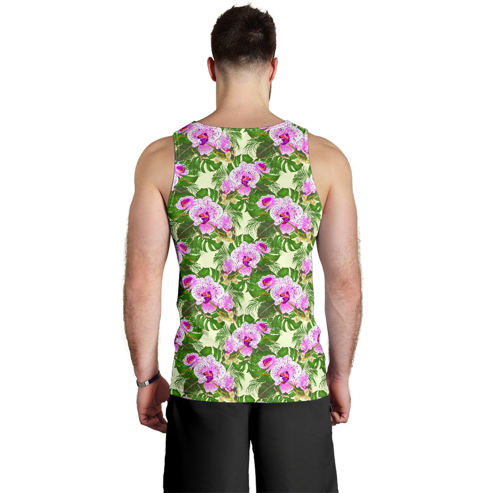 Orchid Leaves Pattern Men Tank Top