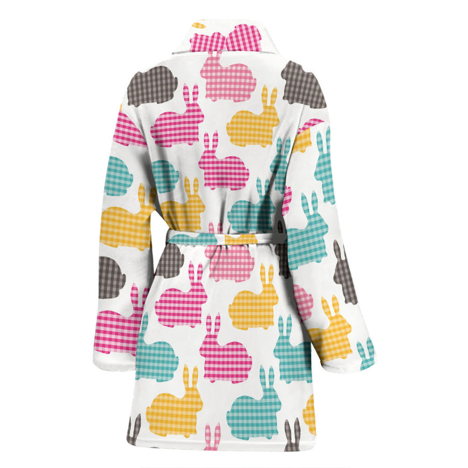 Colorful Rabbit Pattern Women Bathrobe