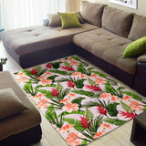 Heliconia Hibiscus Leaves Pattern Area Rug