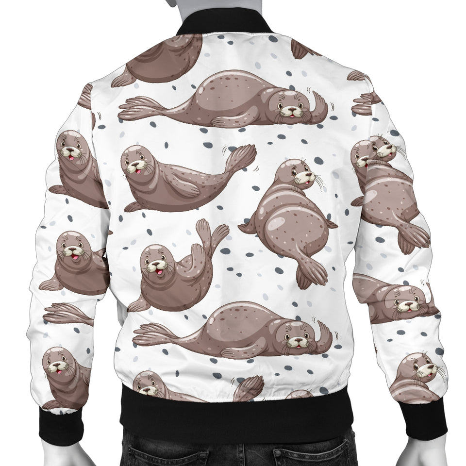 Sea Lion Pattern Background Men Bomber Jacket