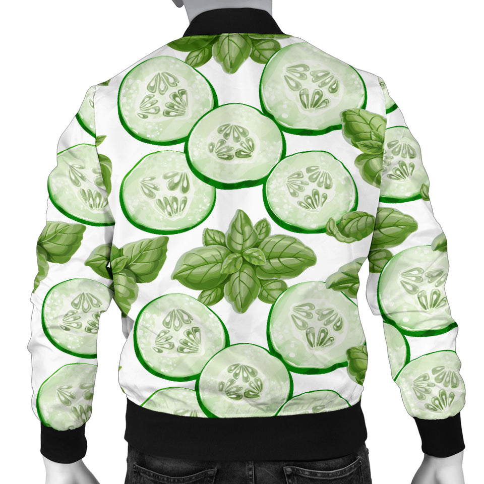 Sliced Cucumber Leaves Pattern Men Bomber Jacket