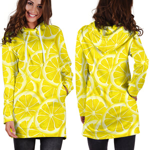 Sliced Lemon Pattern Women Hoodie Dress